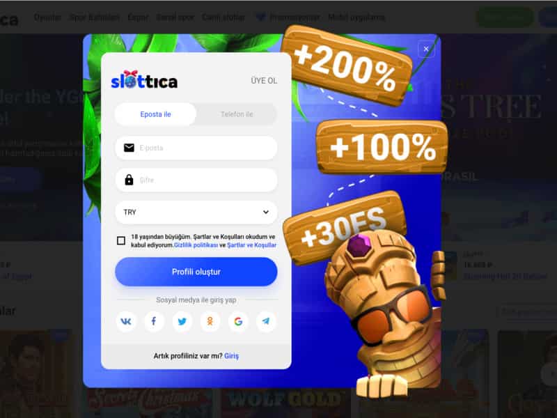 Slottica Online Casino kayıt yöntemleri